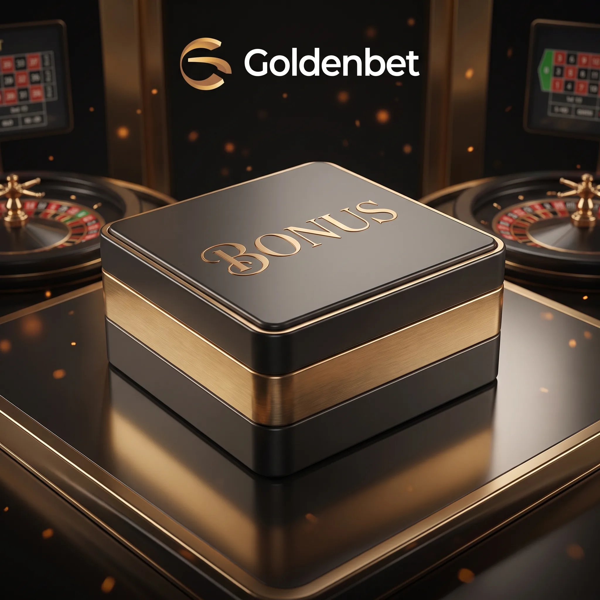 GoldenBet gold bonus box between roulette tables