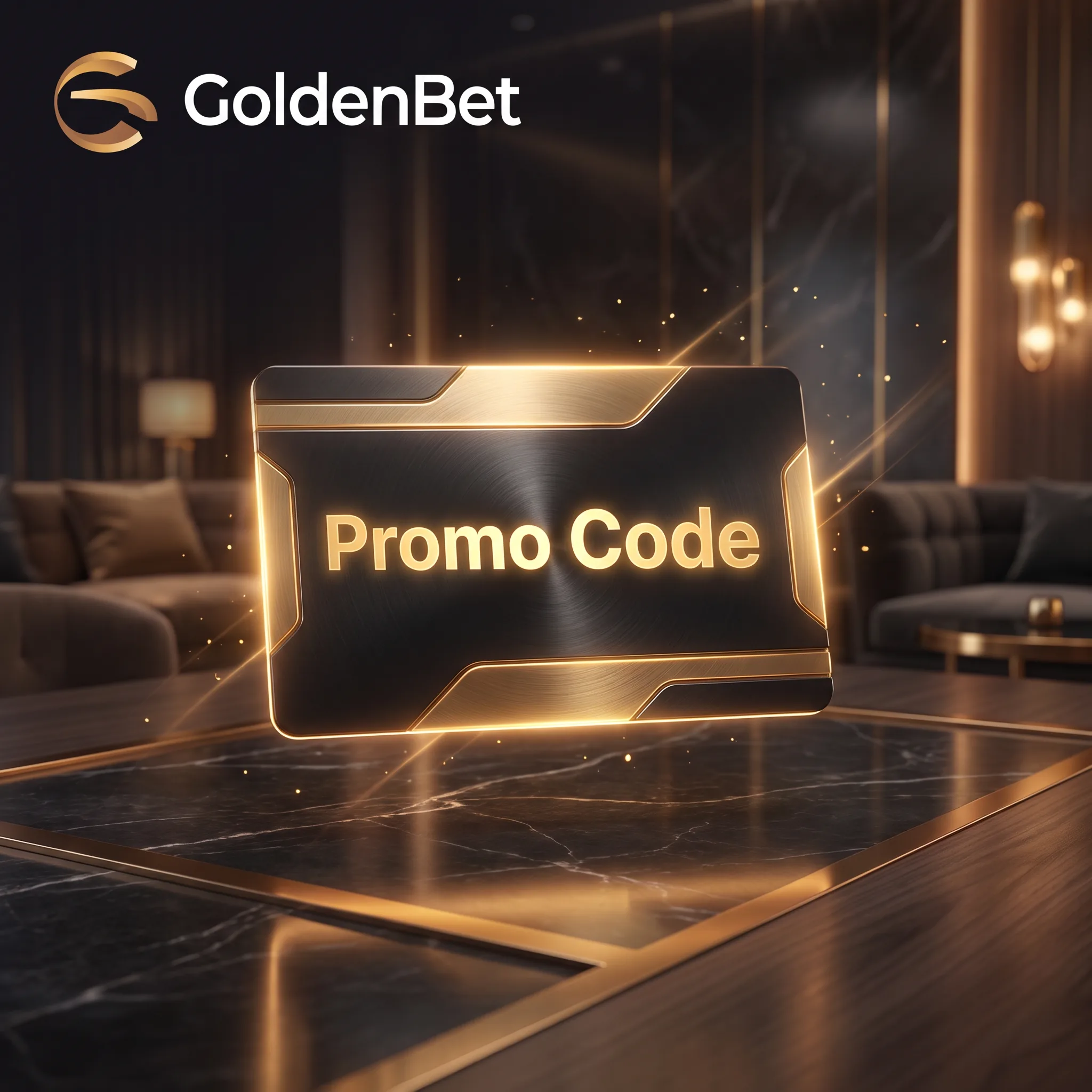 GoldenBet gold promo code card in a casino lounge